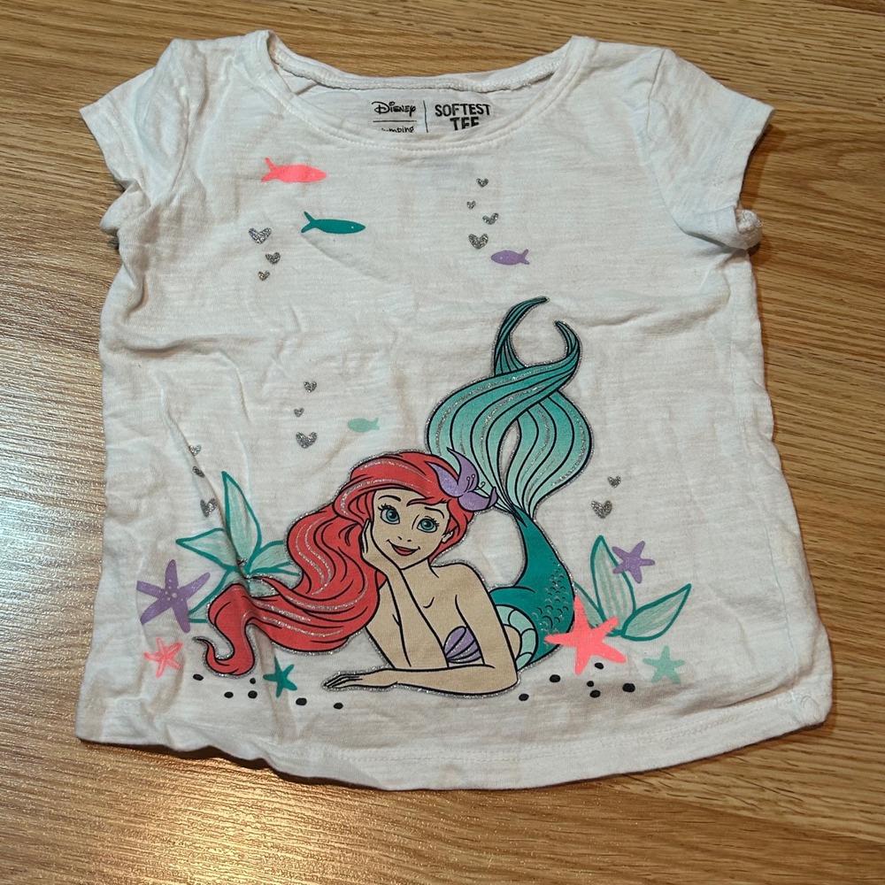 Disney Jumping Beans Ariel The Little Mermaid White Softest Tee Toddler 2T Shirt